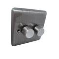 BRUSHED CHROME 400W 2 GANG 2 WAY DIMMER SWITCH B/CHROME - 23BC image 0