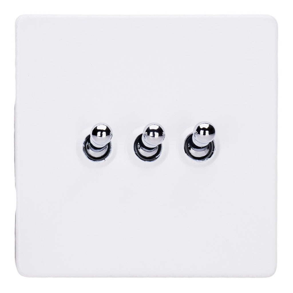 Varilight Primed 3-Gang 10A 1- or 2-Way Toggle Switch with Chrome Toggle - XDYT3S.PD image 0