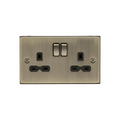 Antique Brass 13A 2G DP Switched Socket with Twin Earths with Black Insert - CS9AB image 0