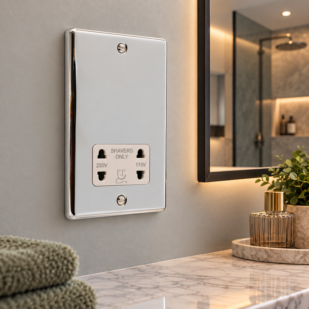 Polished Chrome Shaver Socket - W48PCW