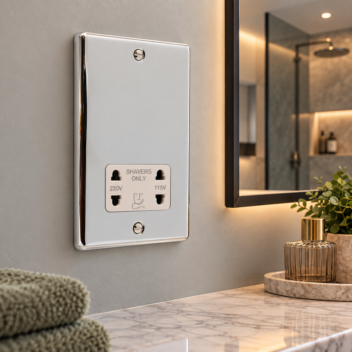 Polished Chrome Shaver Socket - W48PCW