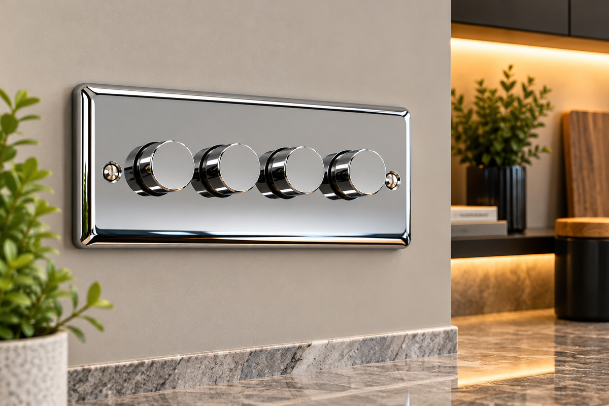 Definition Polished Chrome 4 Gang 250W Dimmer Switch D13PC