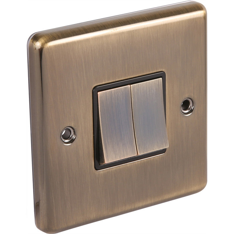 Windsor Antique Brass Light Switch 2 Gang 2 Way - W02AB image 0