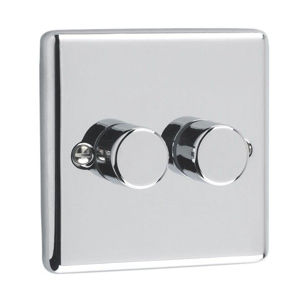 Polished Chrome 2 Gang 250W Dimmer Switch - W11PC image 0