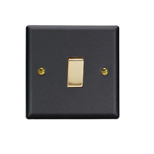 Varilight Vogue Matt Black 1-Gang 10A 1- or 2-Way Rocker Switch - XY1V.MB image 0