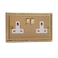 Varilight Georgian Brass 2-Gang 13A Double Pole Switched Socket - XG5DW image 0