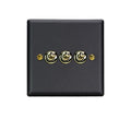 Varilight Vogue Matt Black 3-Gang 10A 1- or 2-Way Toggle Switch - XYT3V.MB image 0