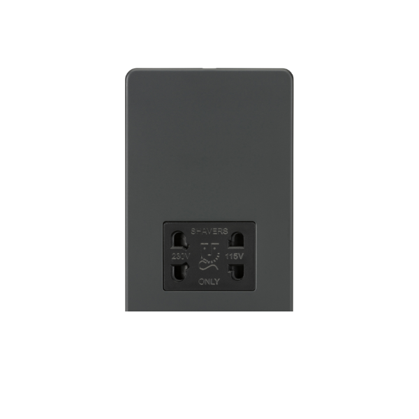 Anthracite 115V/230V Dual Voltage Shaver Socket with Black Insert - SF8900AT image 0