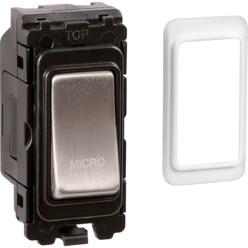 Brushed Chrome 20A DP Engraved Grid Switch - Microwave - GSMWBC image 0