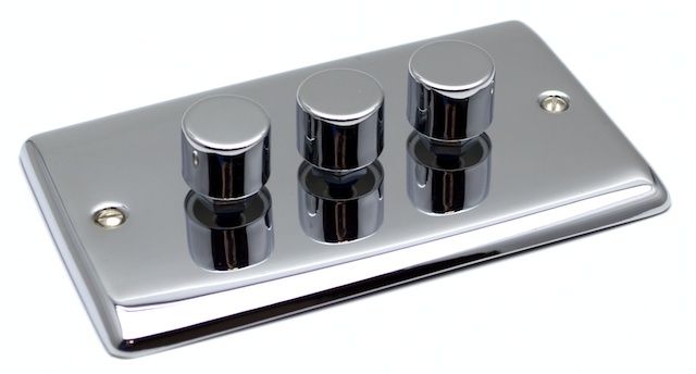 Definition Polished Chrome 3 Gang 250W Dimmer Switch D12PC image 0