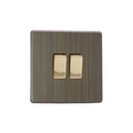 Urban Screwless Antique Brass 2 Gang 2 Way Switch XDY2S.AB image 0