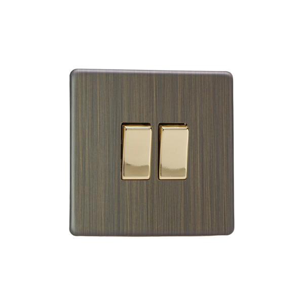 Urban Screwless Antique Brass 2 Gang 2 Way Switch XDY2S.AB image 0