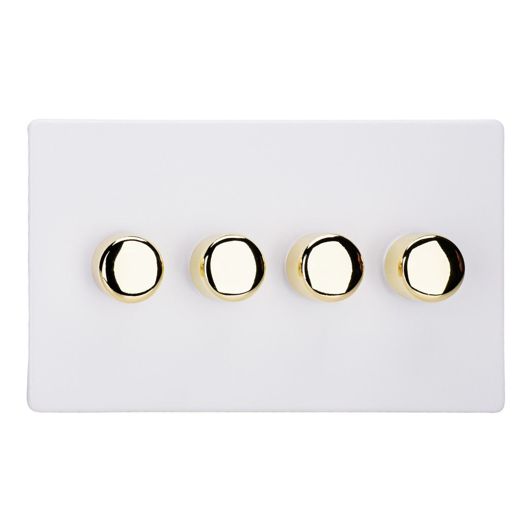 Varilight 4-Gang 2-Way V-Pro Push On/Off Rotary LED Dimmer 4 x 0-120W (Twin Plate) - JDYDP254VS.PD image 0