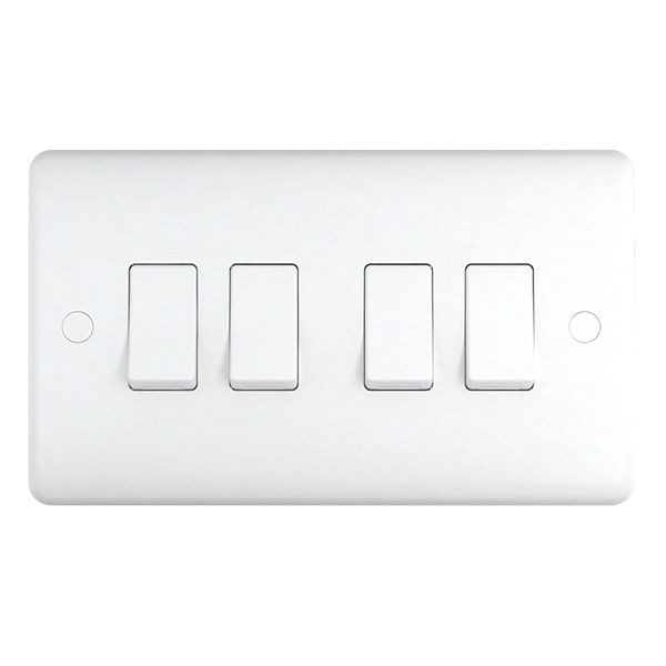 4 Gang Quad 10a Light Switch ST04W image 0