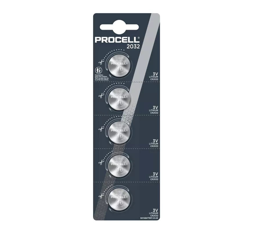 Duracell Procell Lithium Button Cell CR2032 3V 245mAh Battery (Pack Of 5) image 0