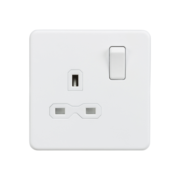 Matt White 13A 1G DP Switched Socket with White Insert - SFR7000MW image 0