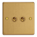 Brushed Brass 2-Gang 10A 1- or 2-Way Toggle Switch XDET2.BB image 0