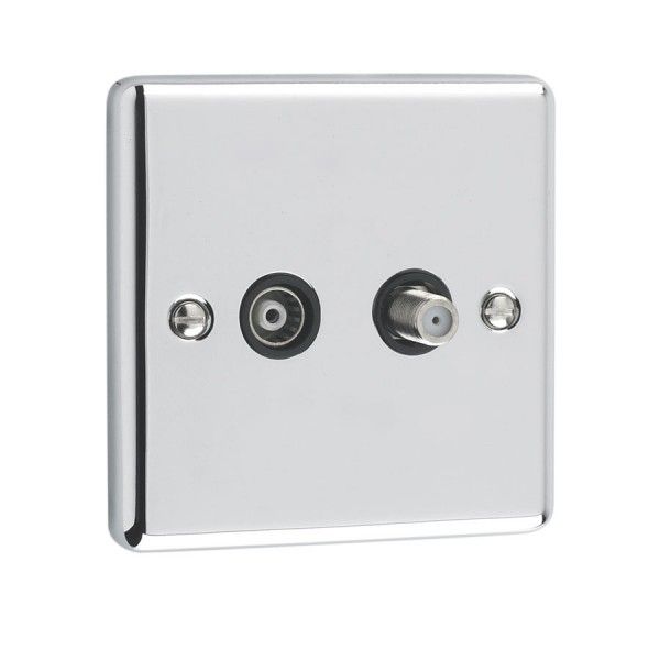 Polished Chrome Satellite & TV Outlet - W54PCB image 0