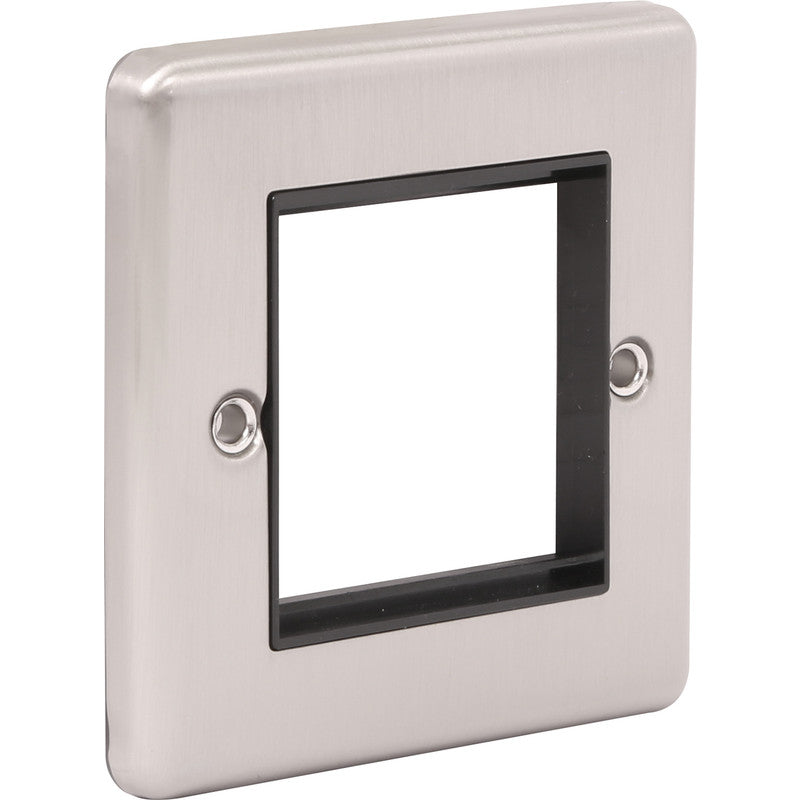 Brushed Steel Data Plate 2 Modules Black Insert - W63BSB image 0