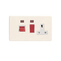 Varilight Primed 45A Cooker Panel + Neon with 13A Double Pole Switched Socket Outlet (Red Rocker) - XDY45PNWS.PD image 0