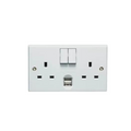 Volex 2 Gang Switched Socket with 2x USB Charging Ports -  VX1500USB/D image 0