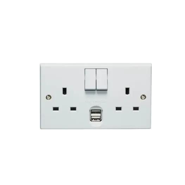 Volex 2 Gang Switched Socket with 2x USB Charging Ports -  VX1500USB/D image 0
