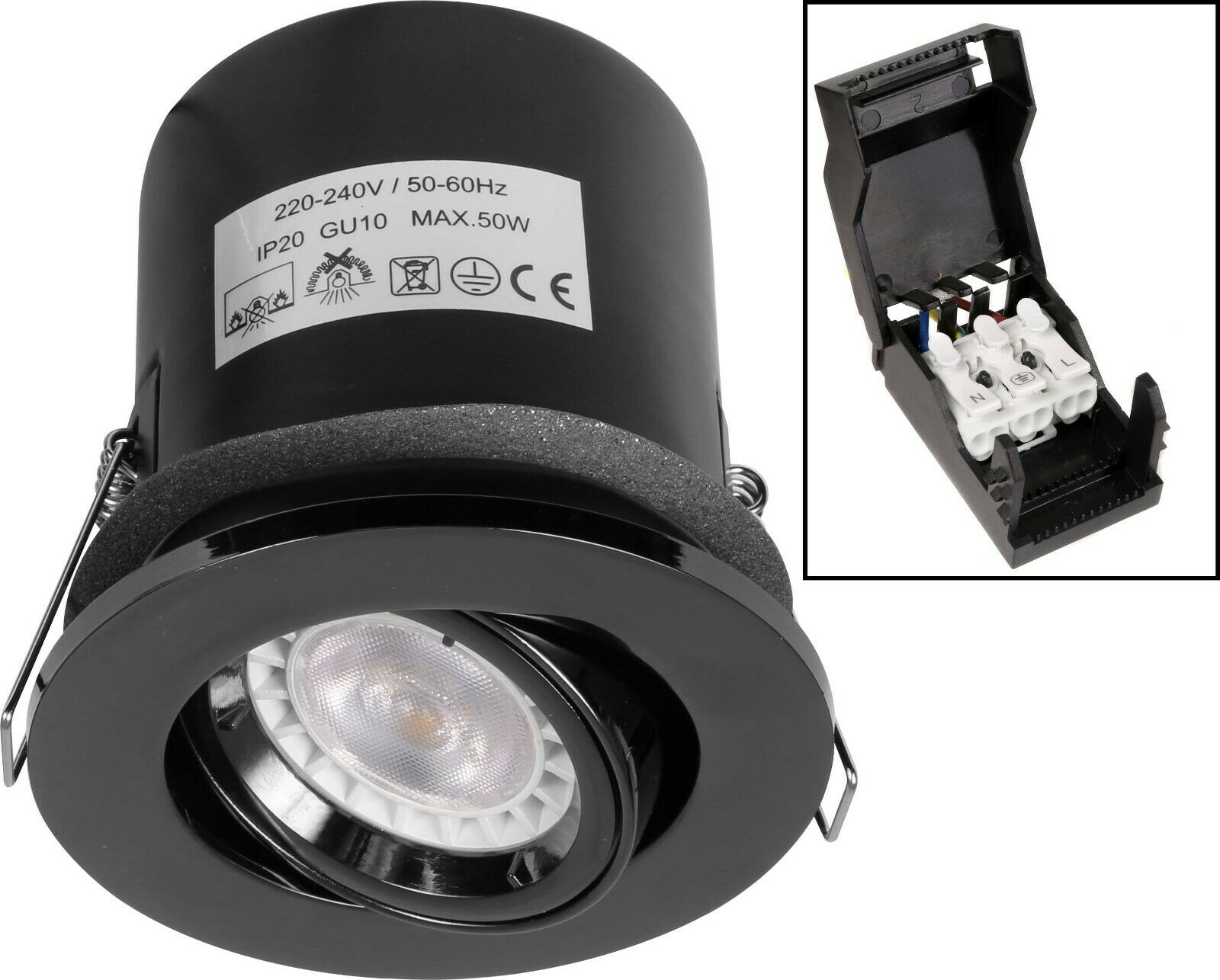 Black Nickel Tilt/Adjustable Fire Rated Downlight - VUEP546 image 0