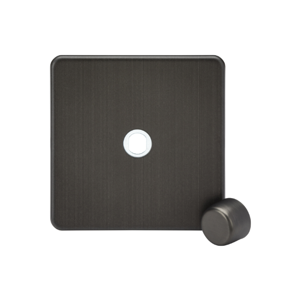 Smoked Bronze 1G Dimmer Plate with Matching Metal Dimmer Cap - SF1DIMSB image 0