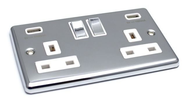 Polished Chrome USB - Twin Ports 3.1a - W65PCW image 0