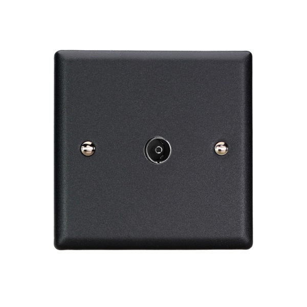 Varilight Vogue Matt Black 1-Gang TV Socket, Co-Axial - XY8.MB image 0