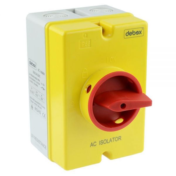 Hylec 32A 4 Pole Rotary Isolator Switch - IP66 - DE1S.04.32AC image 0
