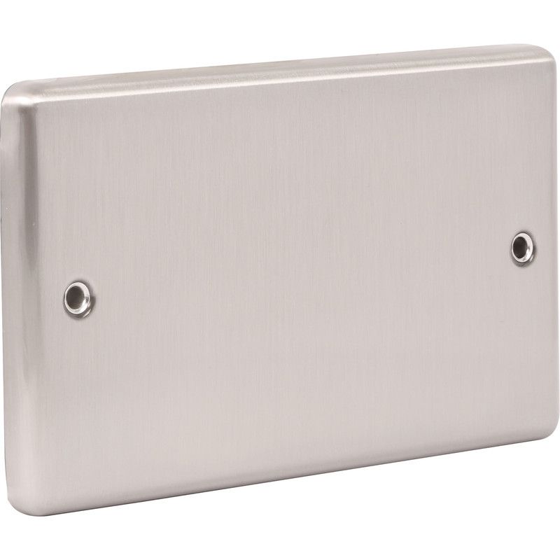 Brushed Steel Double Blanking Plate W50BS image 0