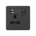 Anthracite 13A 1G SP Switched Socket with Dual USB A+A (5V DC 2.4A shared) with Black Insert -  SFR9124AT image 0