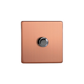 Brushed Copper Urban Screwless 1-Gang 2-Way V-Pro Push On/Off Rotary LED Dimmer 1 x 0-120W (1-10 LEDs) JDYP401S.BC image 0