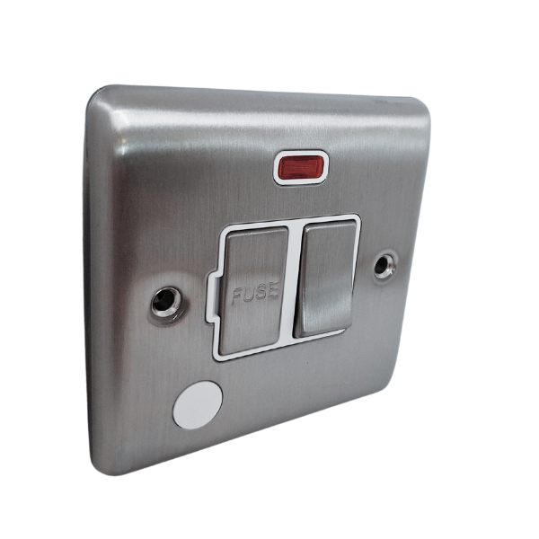 DEFINITION 13A SWITCHED FUSED SPUR WITH NEON B/CHROME WHITE INSERT - D39BCW image 0