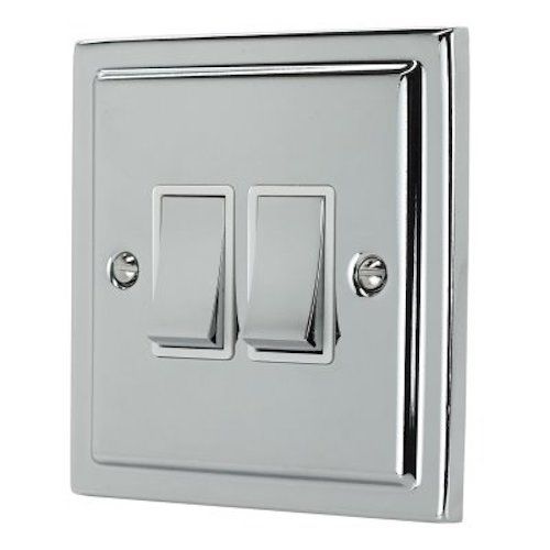 Regency Polished Chrome 2 Gang Double 10a Light Switch R02PCW image 0