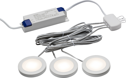 230V IP20 2.5W LED Dimmable Under Cabinet Lights in White - Pack of 3 - 3000K - UNDKIT3WWW image 0