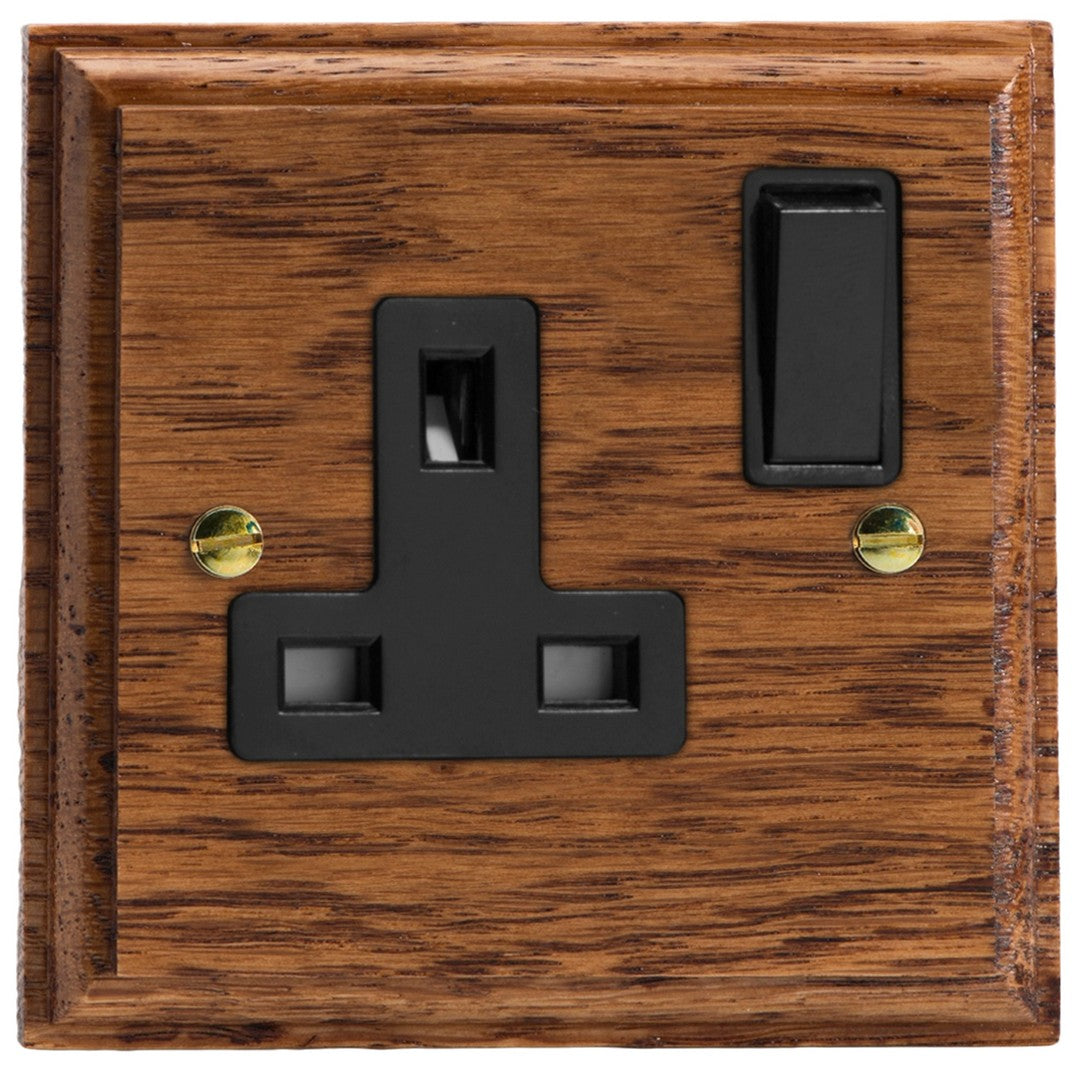 Varilight Kilnwood 1-Gang 13A Double Pole Switched Socket - XK4MOB image 0