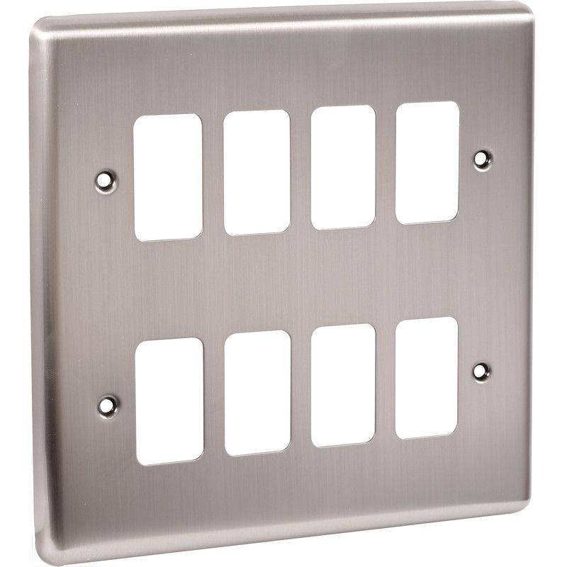 Brushed Chrome 8 Gang Grid Plate - WGP8GBC image 0