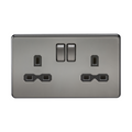 Black Nickel 13A 2G DP Switched Socket with Twin Earths with Black Insert - SFR9000BN image 0