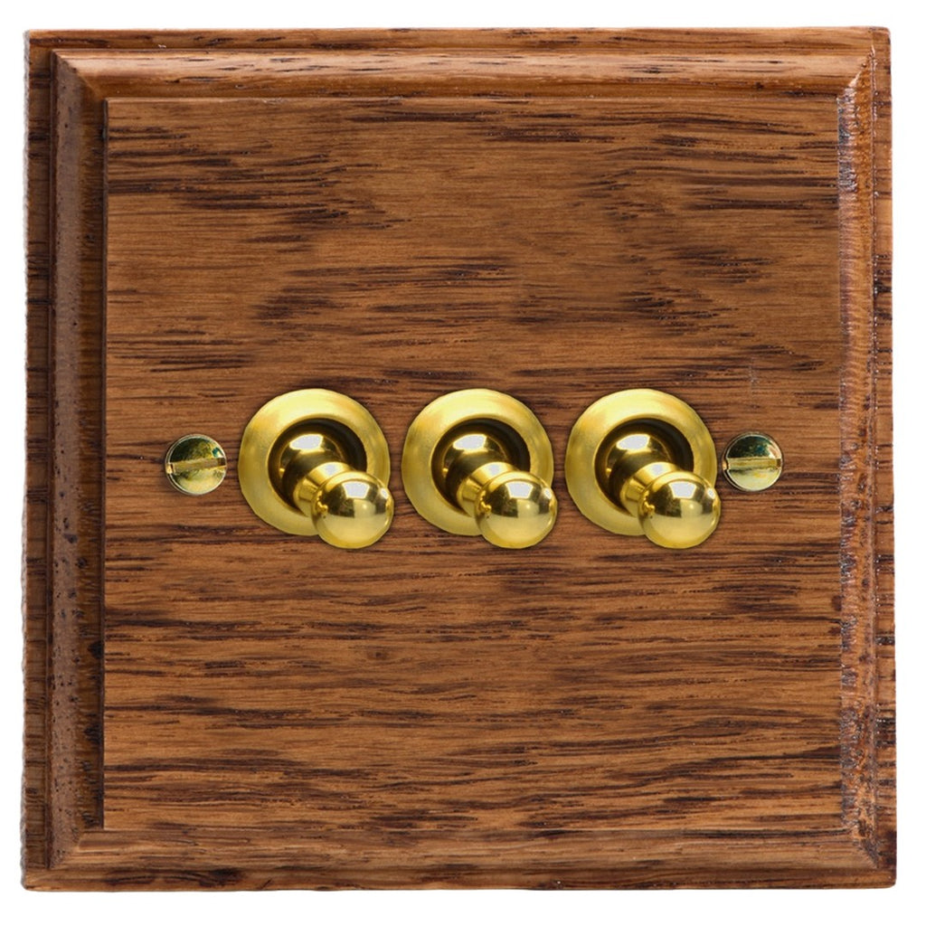 Varilight Kilnwood 3-Gang 10A 1- or 2-Way Toggle Switch - XKT3MO image 0