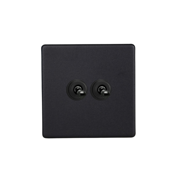 Matt Black Urban Screwless 2-Gang 10A 1- or 2-Way Toggle Switch XDYT2S.MB image 0