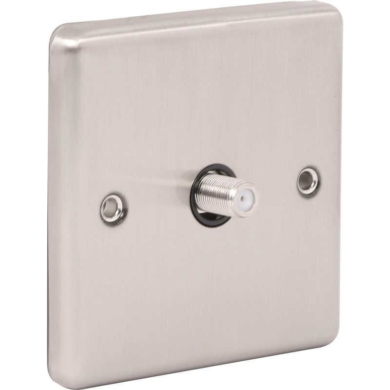 Brushed Steel 1 Gang Satellite Outlet -  W59BSB image 0