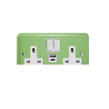 Beryl Green 2-Gang 13A Single Pole Switched Socket with 1x USB A & 1x USB C Charging Ports XY5UACW.BG image 0