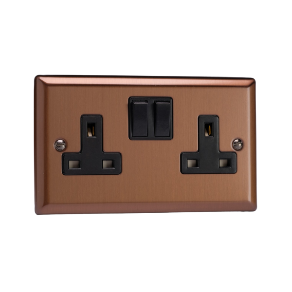 Urban Brushed Bronze 2-Gang 13A Double Pole Switched Socket XY5B.BZ image 0