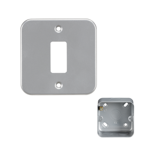 Metal Clad 1 Gang Grid Plate and 40mm Back Box MC-G1 image 0
