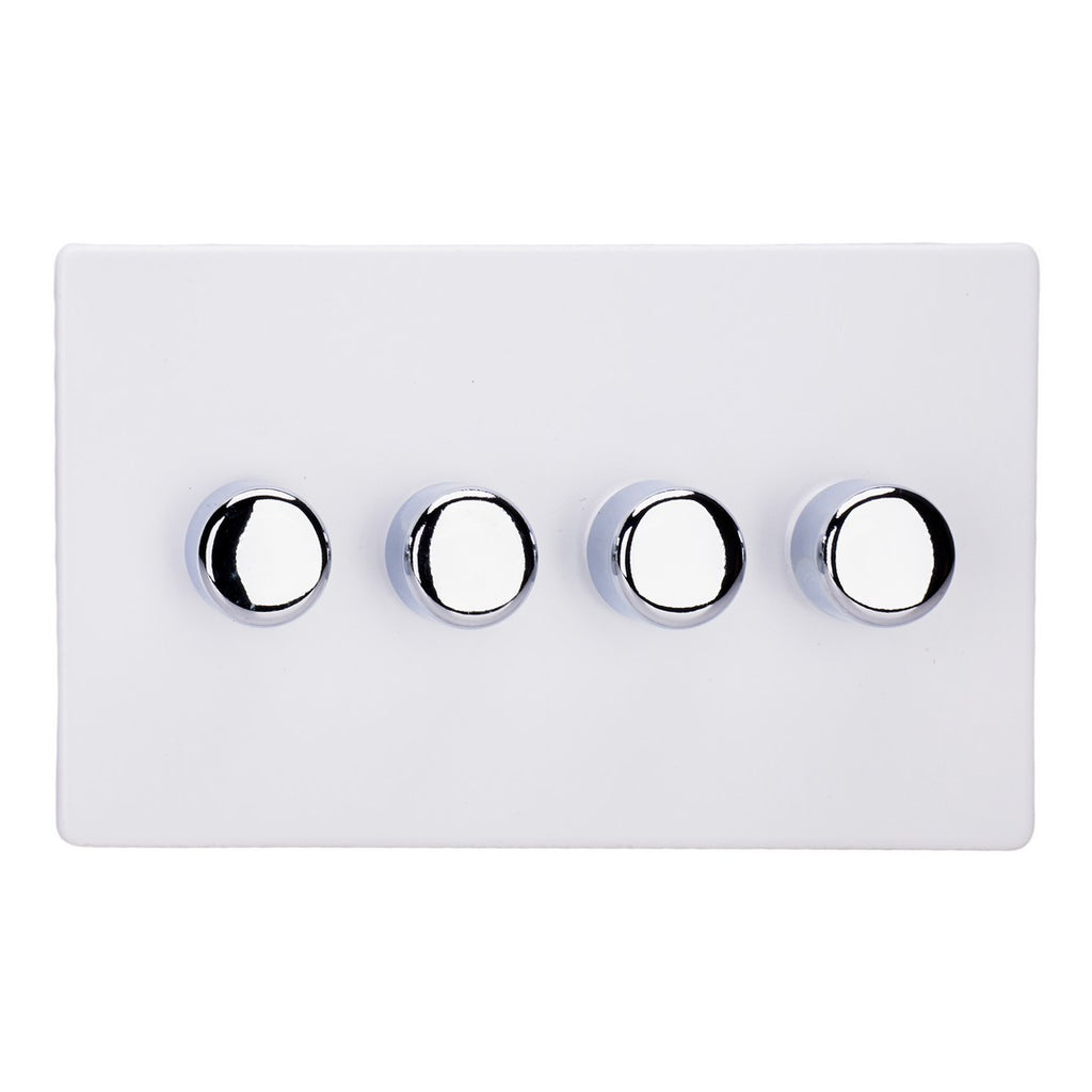 Varilight 4-Gang 2-Way V-Pro Push On/Off Rotary LED Dimmer 4 x 0-120W (Twin Plate) - JDYDP254S.PD image 0