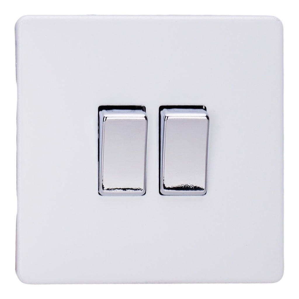 Varilight Primed 2-Gang 10A 1- or 2-Way Rocker Switch with Chrome Rockers XDY2S.PD image 0