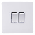 Varilight Primed 2-Gang 10A 1- or 2-Way Rocker Switch with Chrome Rockers XDY2S.PD image 0