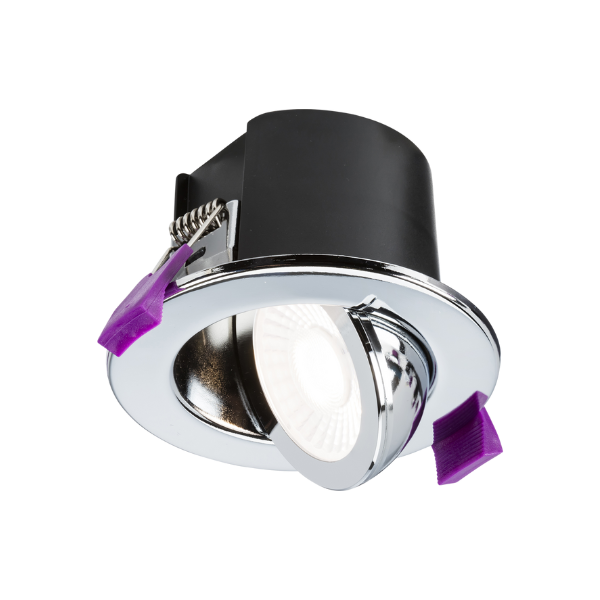 Polished Chrome Fire Rated IP65 Tilt Downlight SpektroLED Evo with 2 x Wattage and 4 x CCT image 0